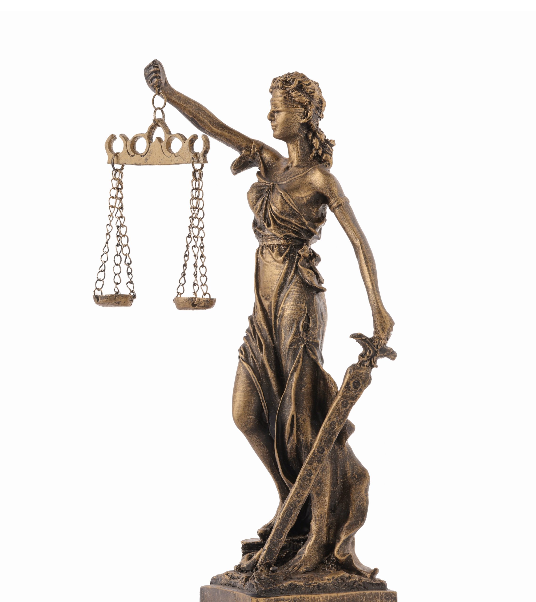 Statue Of Lady Justice Isolated On White Symbol, Of Fair